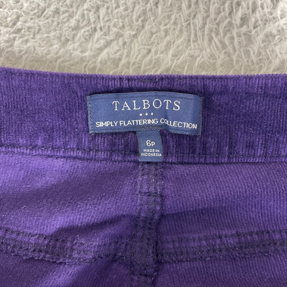 Talbots Simply Flattering Purple Corduroy Pants High Waist Straight Leg 6P - Picture 2 of 11